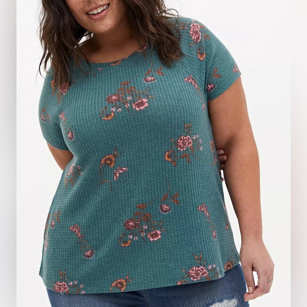 Torrid Classic Fit Waffle Crew Neck Raglan Tee 1X NWT 14488594